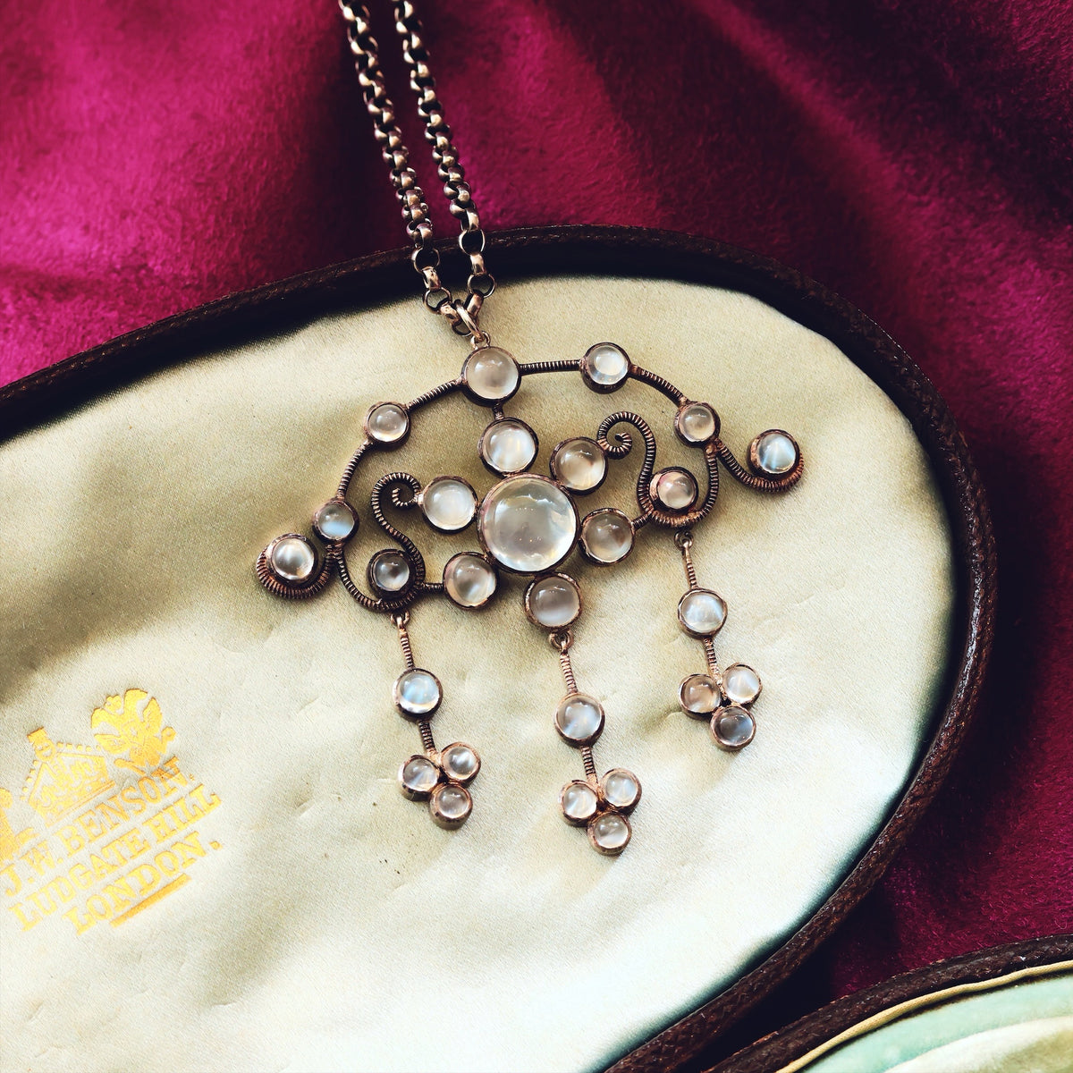 Antique Arts & Crafts Blue Moonstone Necklace