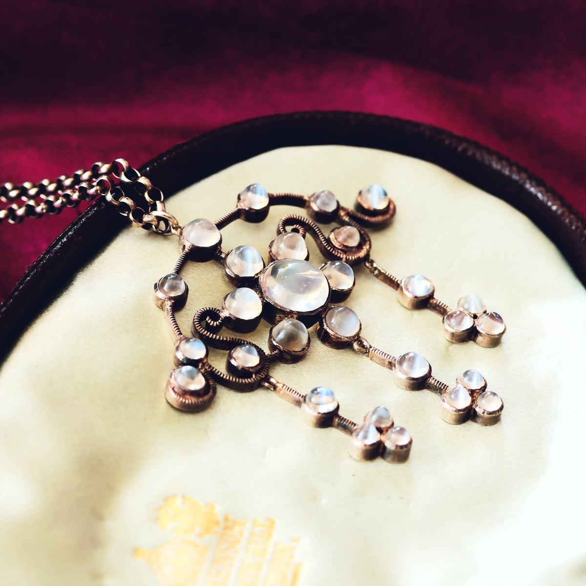 Antique Arts & Crafts Blue Moonstone Necklace