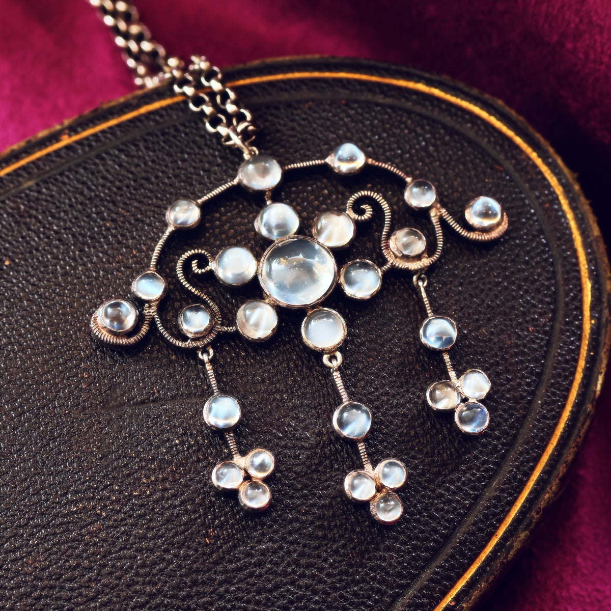 Antique Arts & Crafts Blue Moonstone Necklace