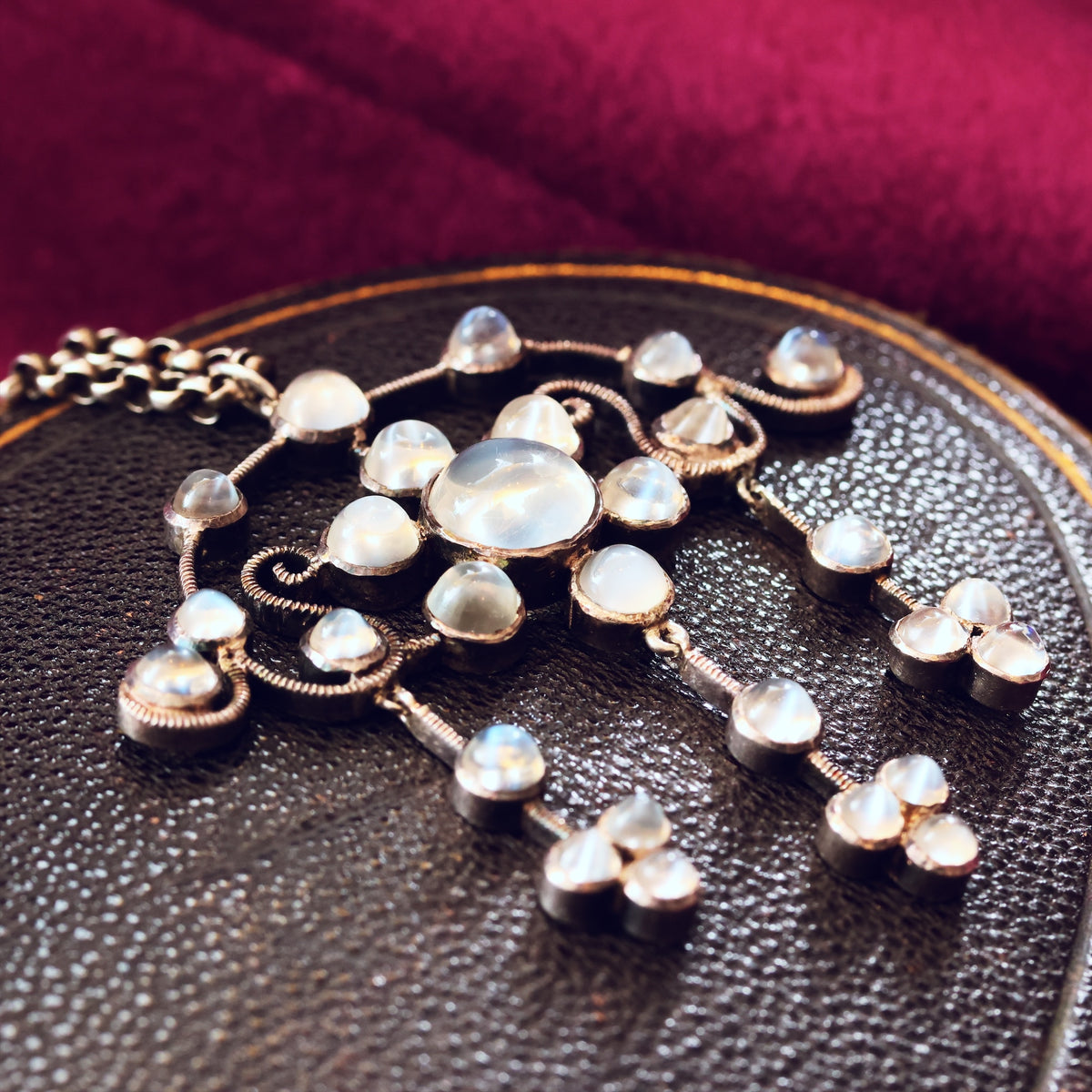 Antique Arts & Crafts Blue Moonstone Necklace