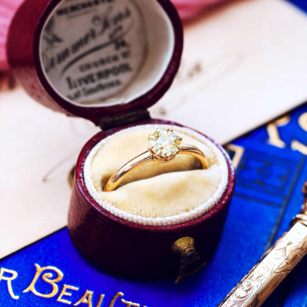 Antique Champagne 'Tiffany' Style Diamond Engagement Ring