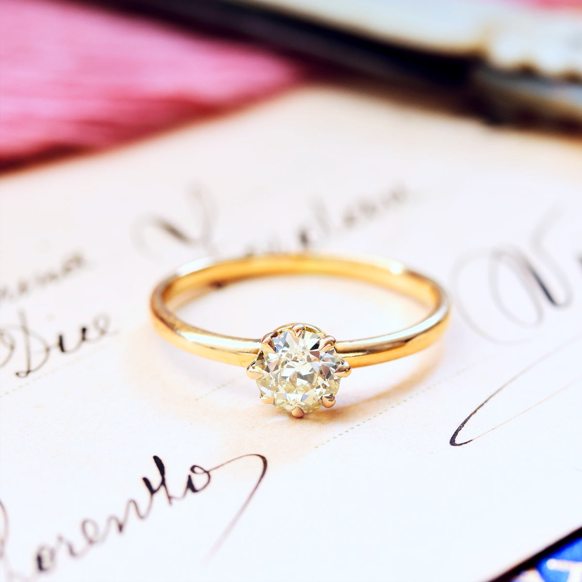 Antique Champagne 'Tiffany' Style Diamond Engagement Ring