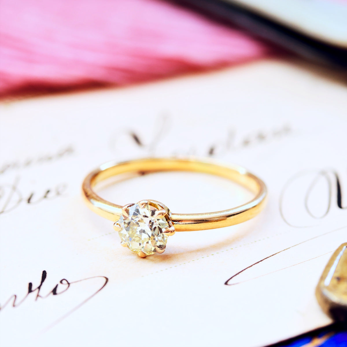 Antique Champagne 'Tiffany' Style Diamond Engagement Ring