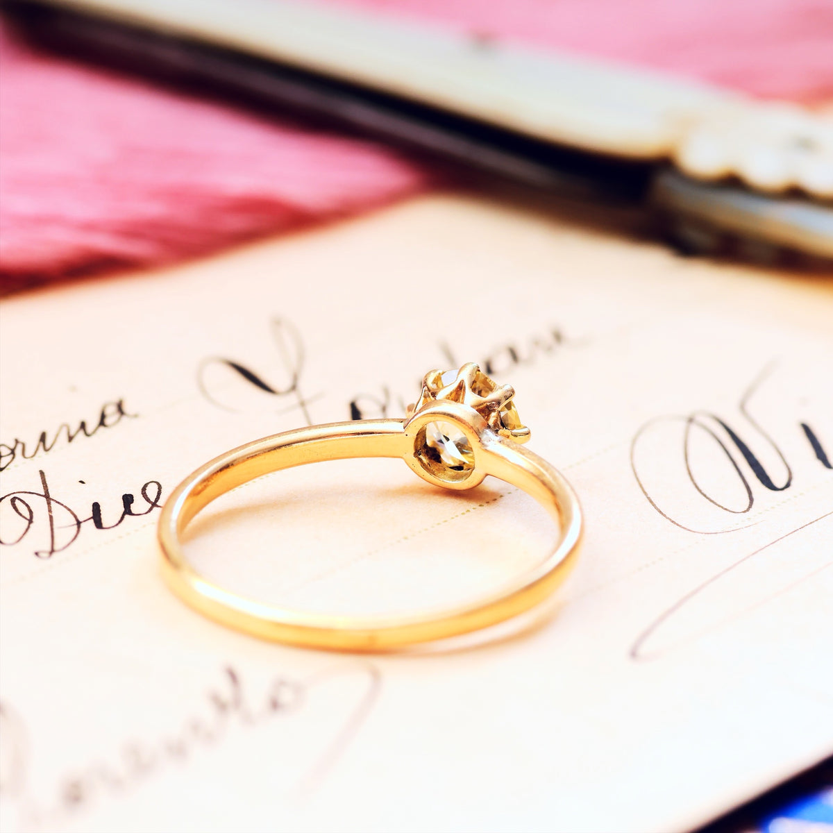 Antique Champagne 'Tiffany' Style Diamond Engagement Ring