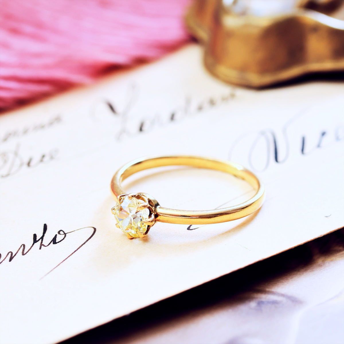 Antique Champagne 'Tiffany' Style Diamond Engagement Ring