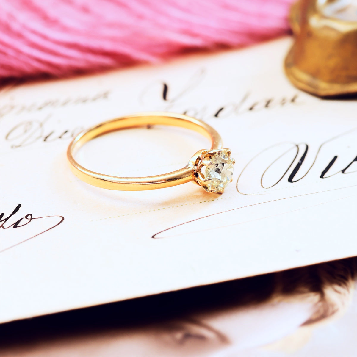 Antique Champagne 'Tiffany' Style Diamond Engagement Ring