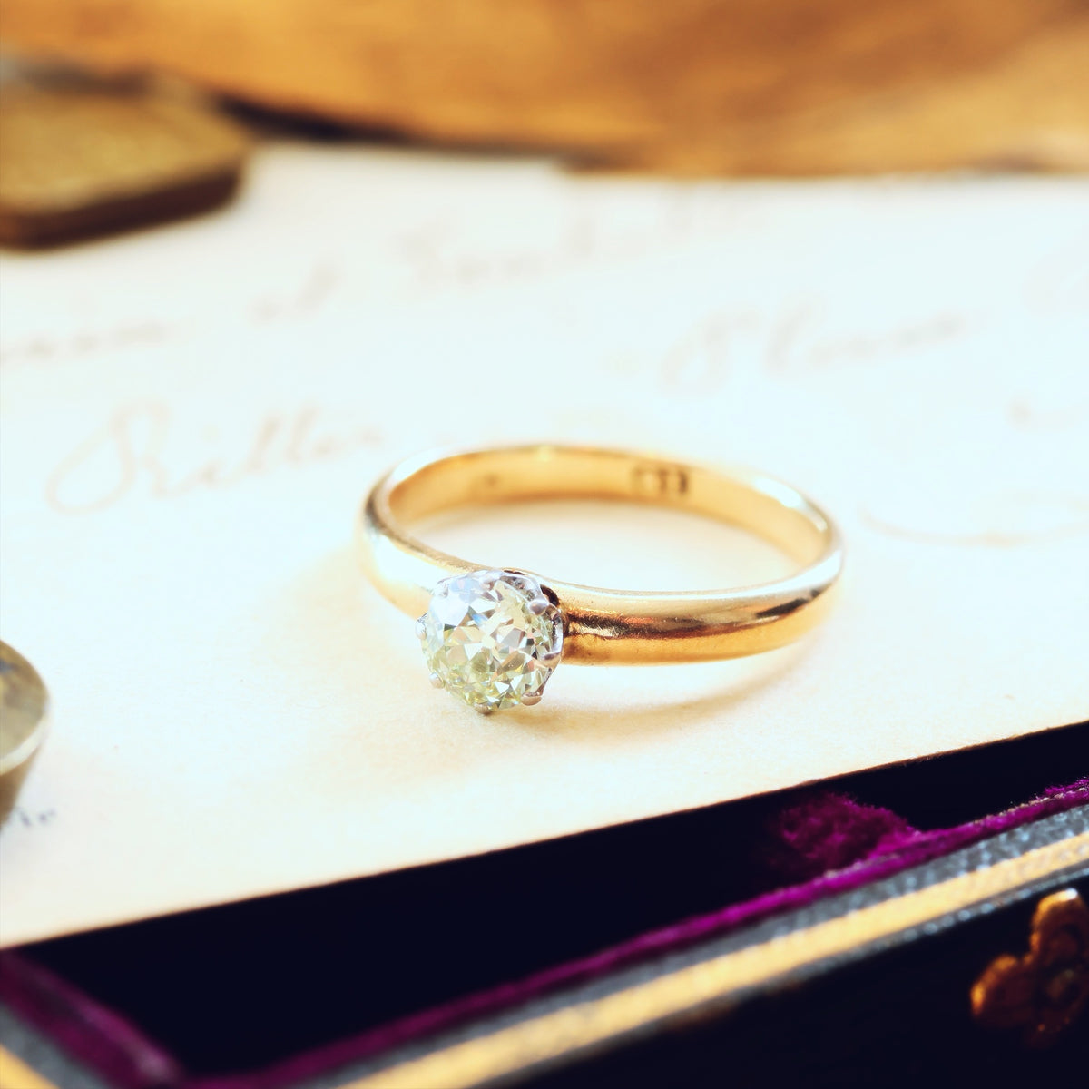 Antique Champagne 'Tiffany' Style Diamond Engagement Ring