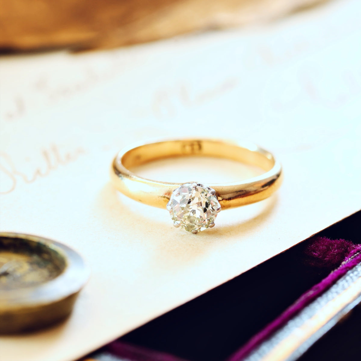 Antique Champagne 'Tiffany' Style Diamond Engagement Ring