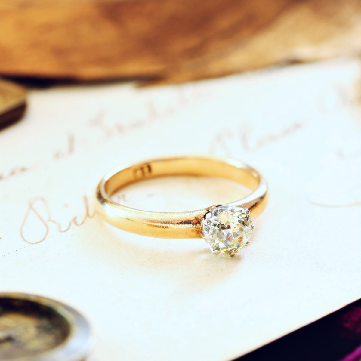 Antique Champagne 'Tiffany' Style Diamond Engagement Ring