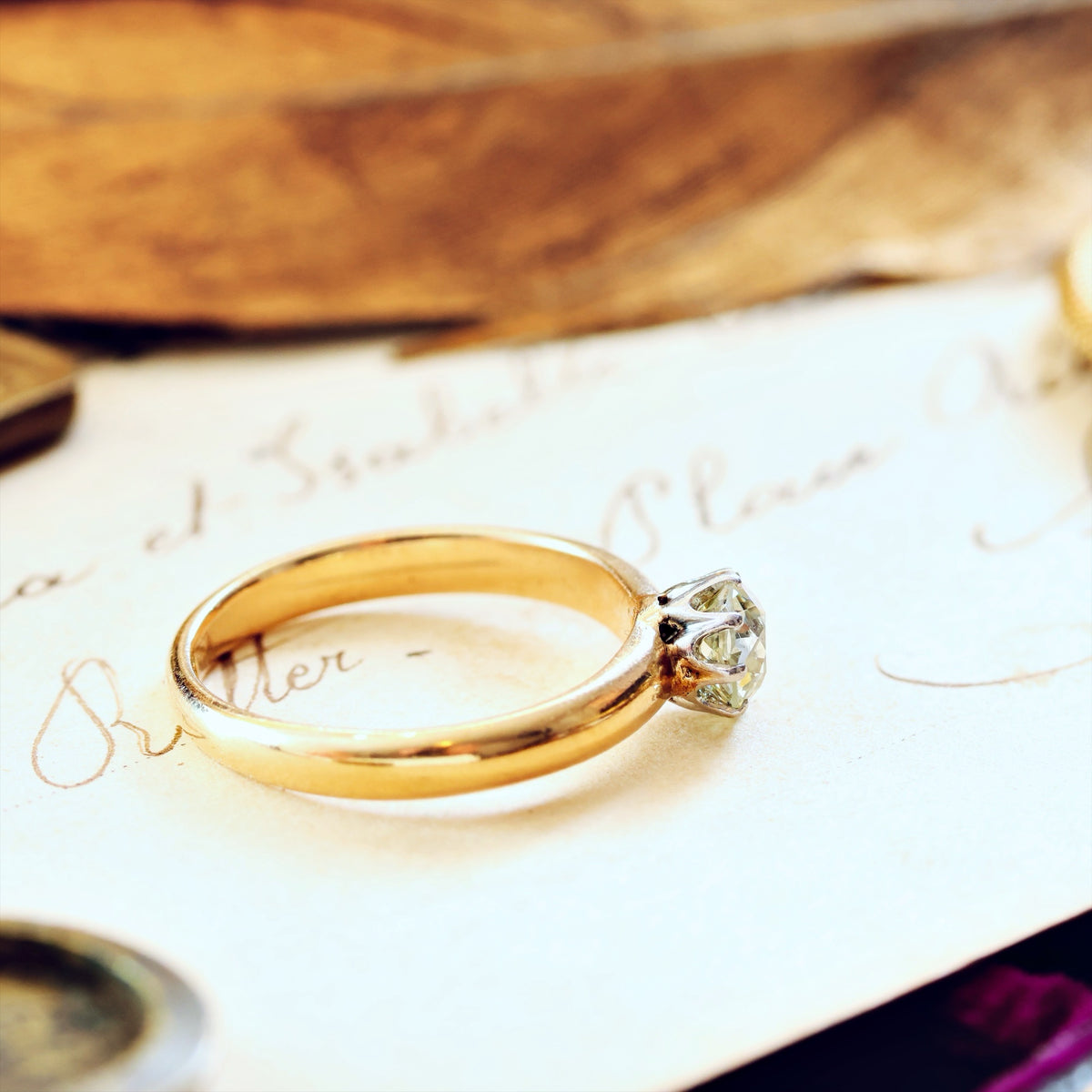 Antique Champagne 'Tiffany' Style Diamond Engagement Ring