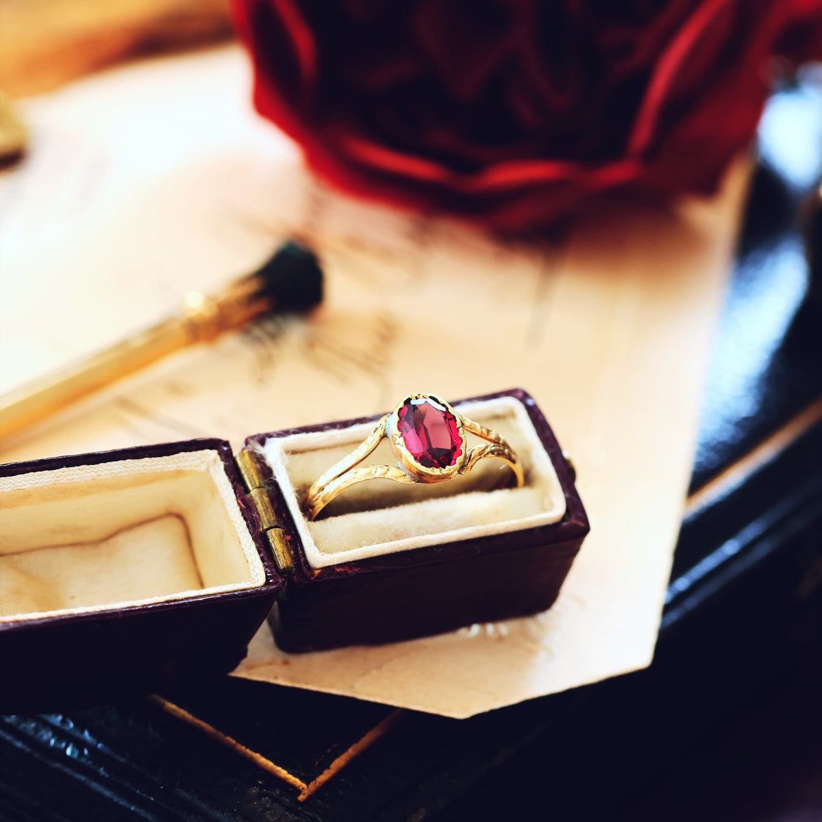 Circa 1820's Petite French Georgian Garnet Ring