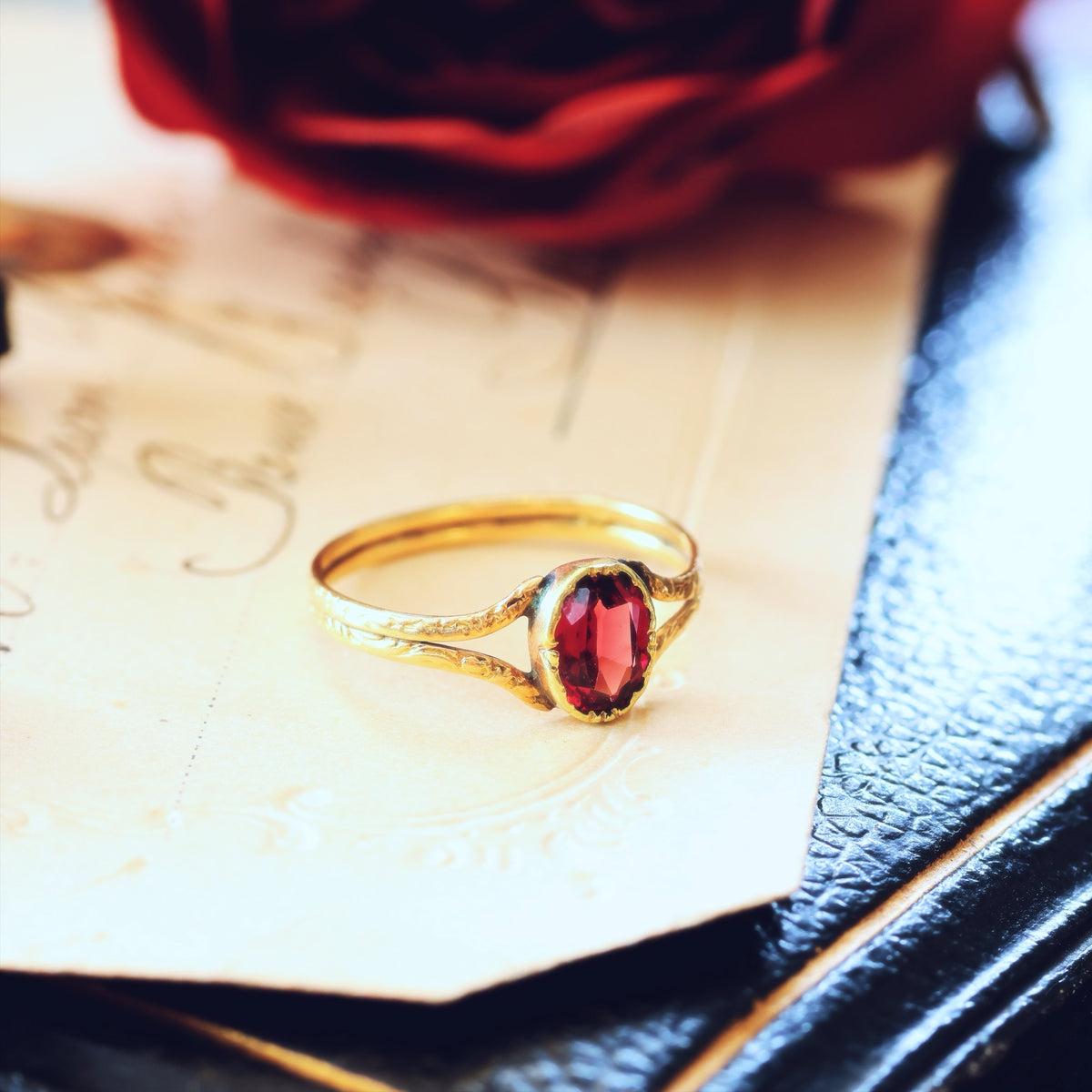 Circa 1820's Petite French Georgian Garnet Ring