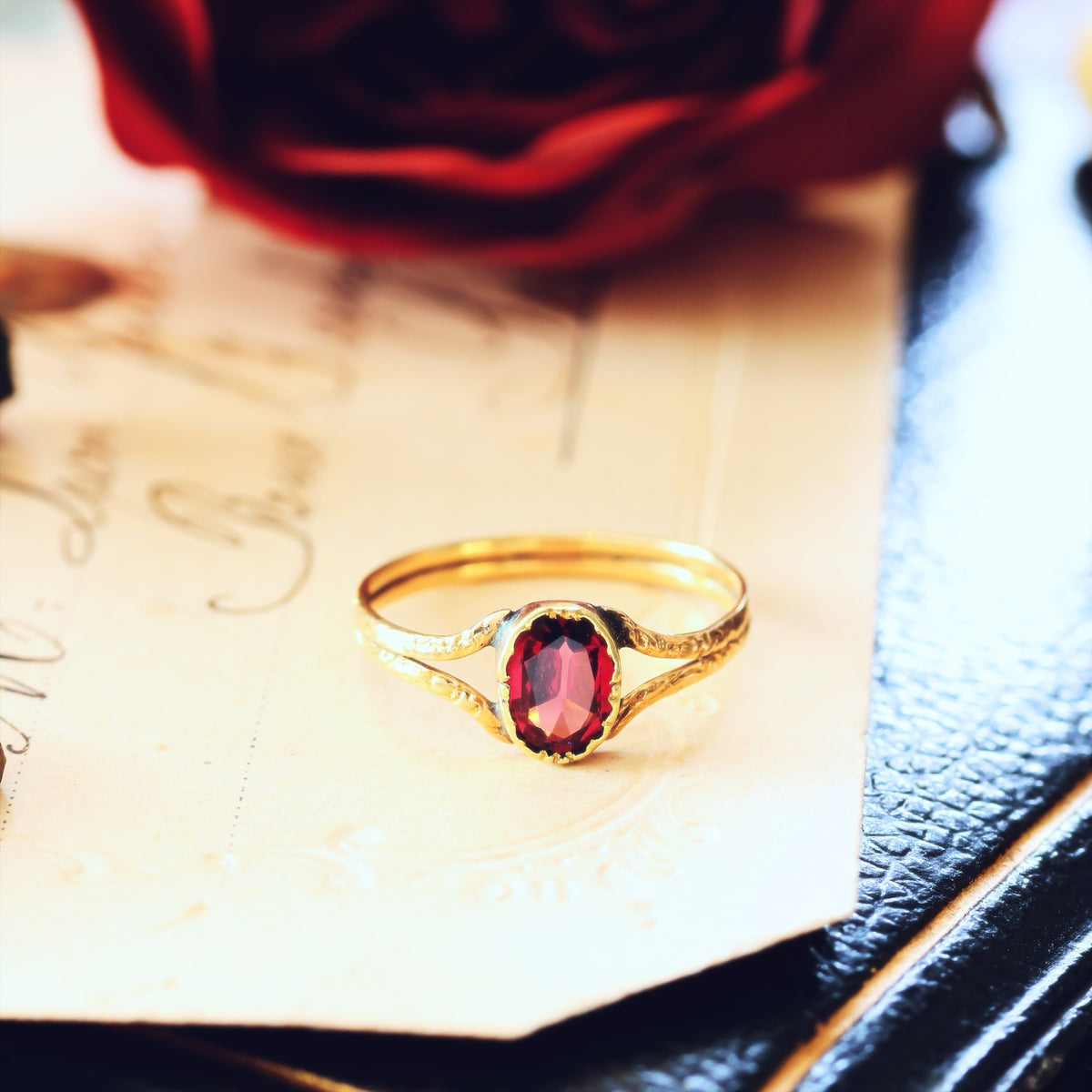 Circa 1820's Petite French Georgian Garnet Ring