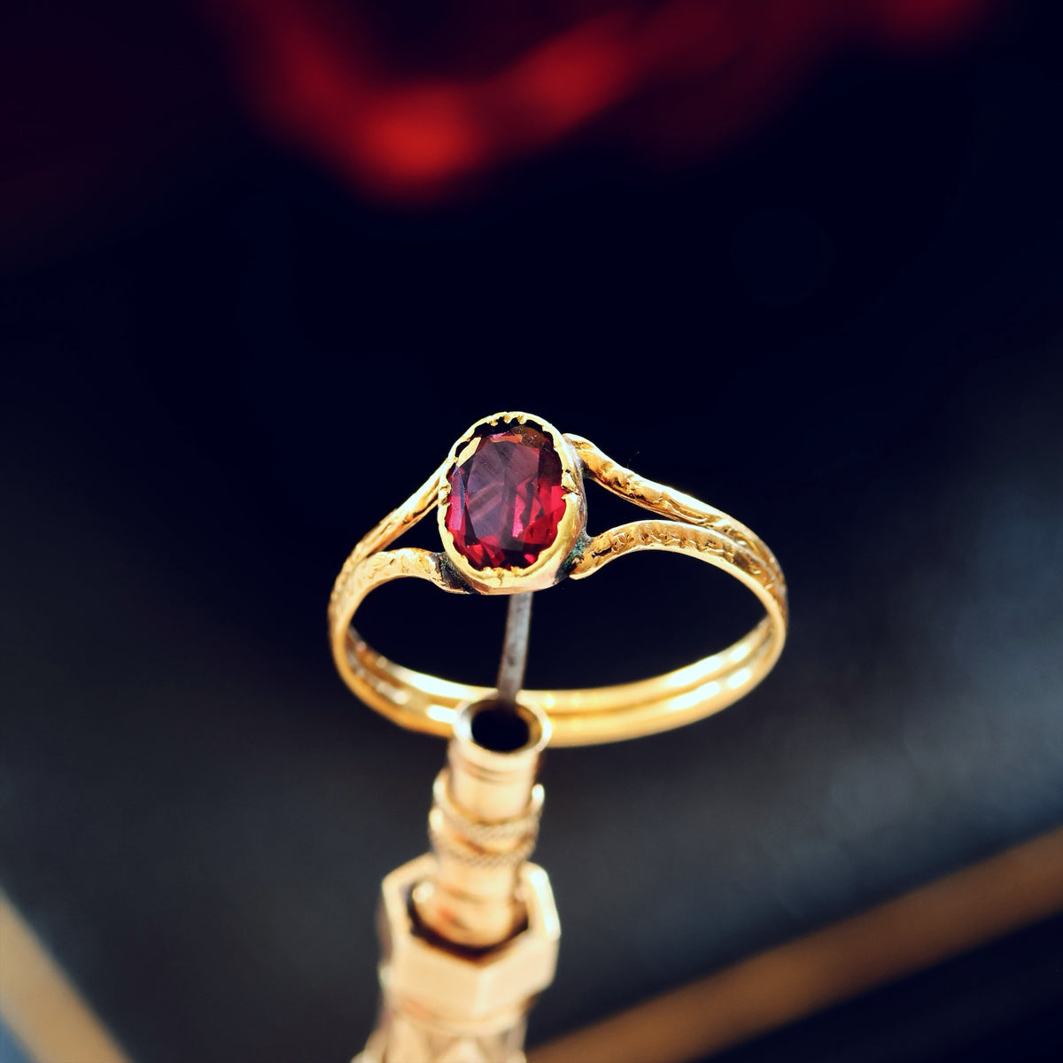 Circa 1820's Petite French Georgian Garnet Ring