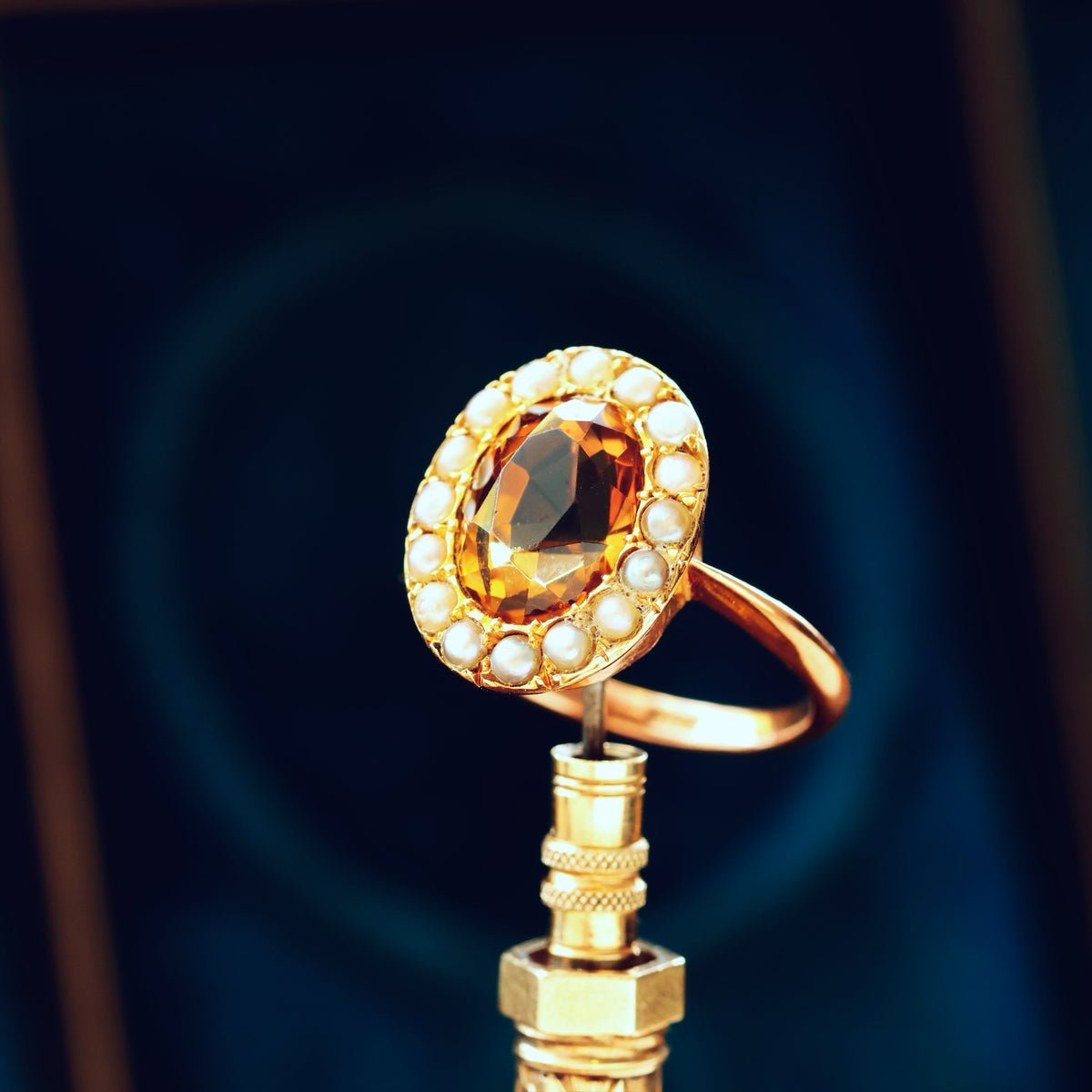 Dreamy Antique Citrine & Wild Pearl Cluster Ring