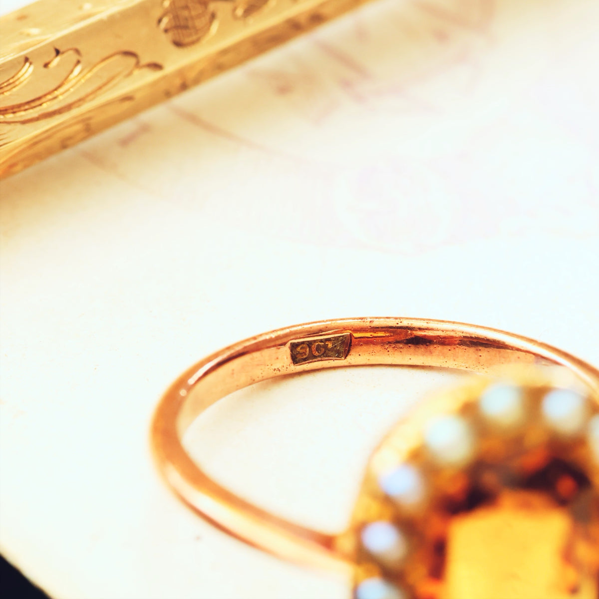 Dreamy Antique Citrine & Wild Pearl Cluster Ring