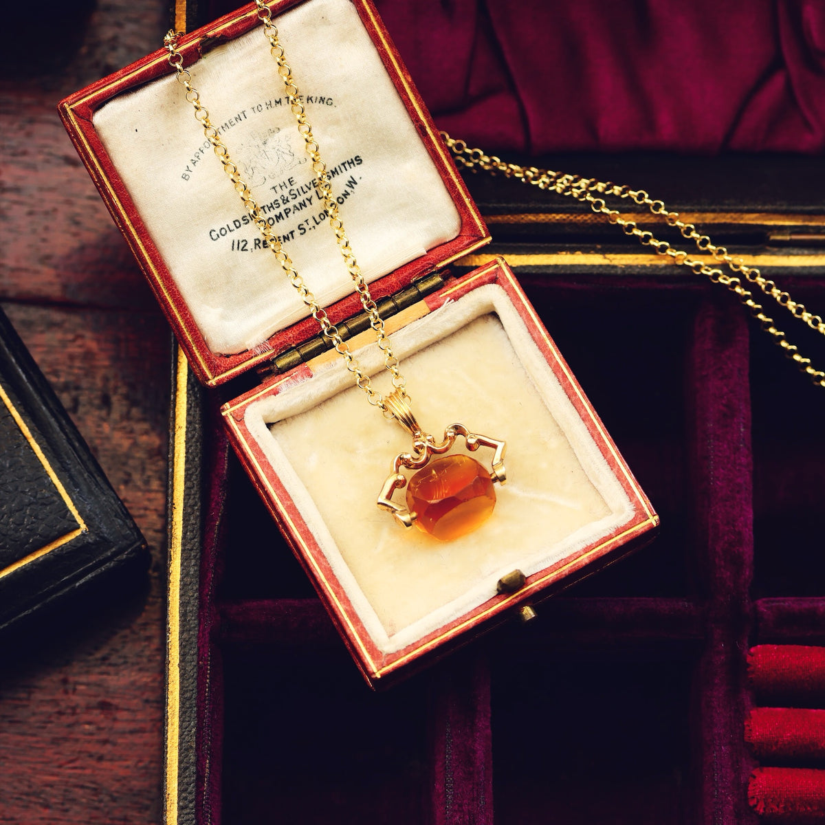 Cute Antique Citrine Glass Spinner Fob