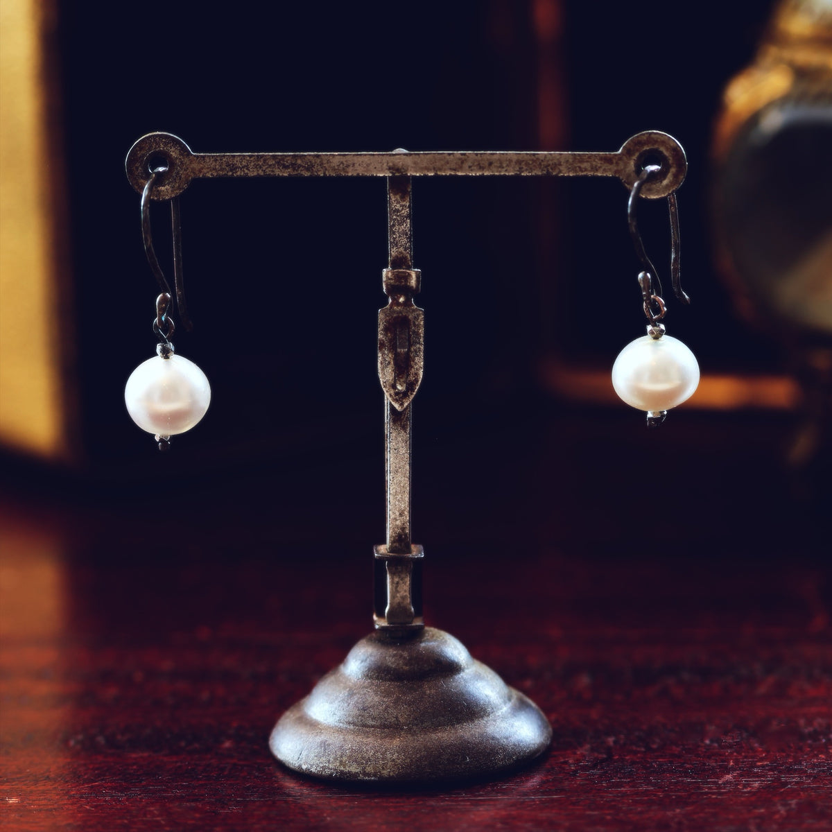 Antique Hand Blown Glass Pearl Earrings