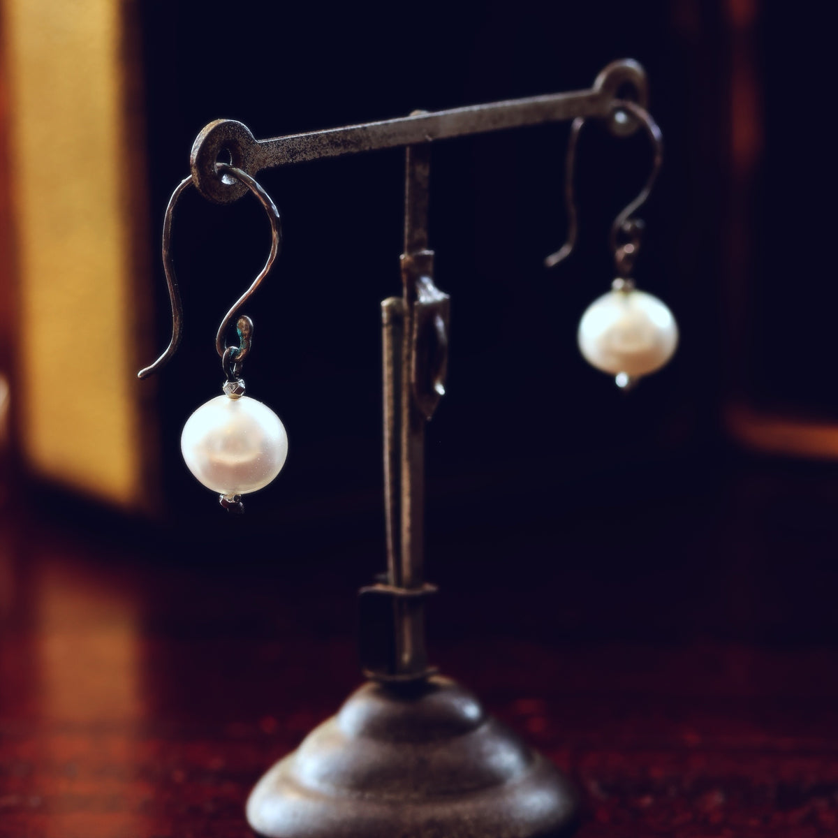 Antique Hand Blown Glass Pearl Earrings