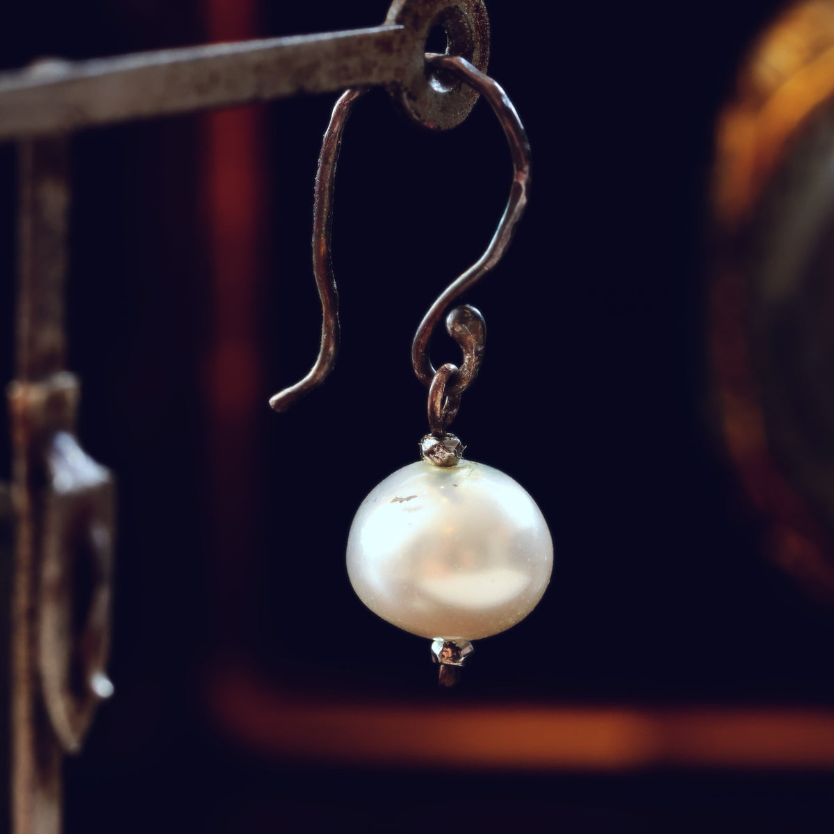 Antique Hand Blown Glass Pearl Earrings