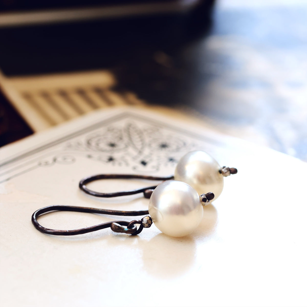 Antique Hand Blown Glass Pearl Earrings