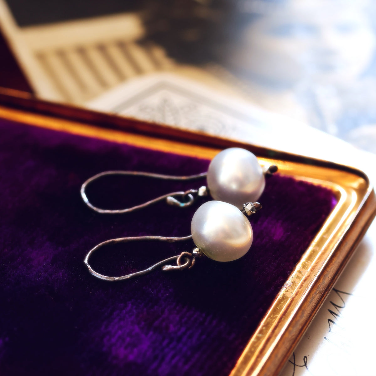 Antique Hand Blown Glass Pearl Earrings