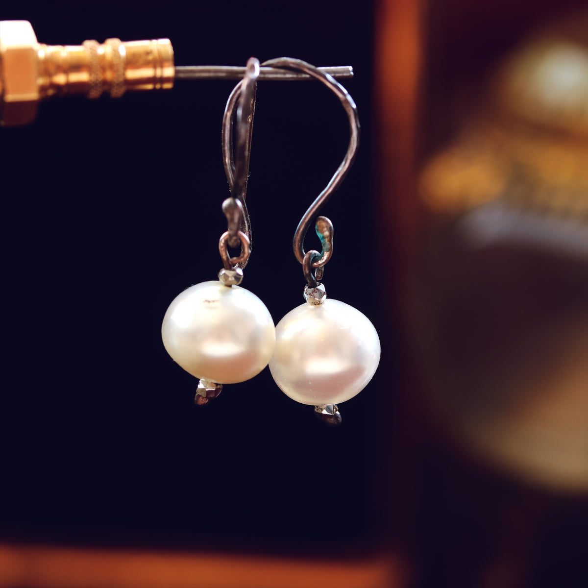 Antique Hand Blown Glass Pearl Earrings