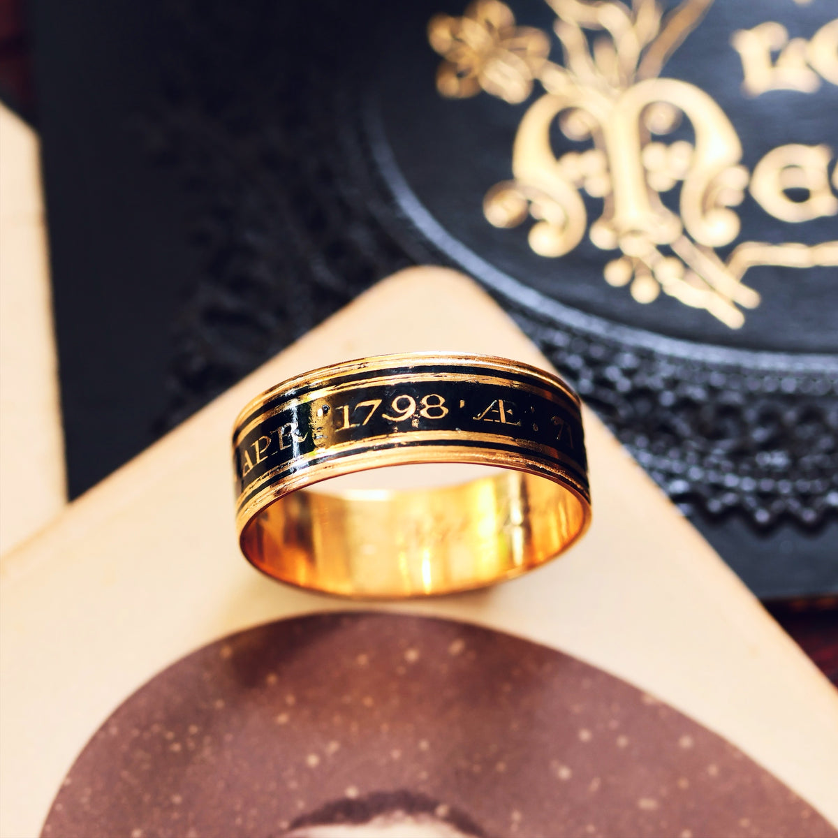 Date 1798 Enamelled Mourning Band Ring
