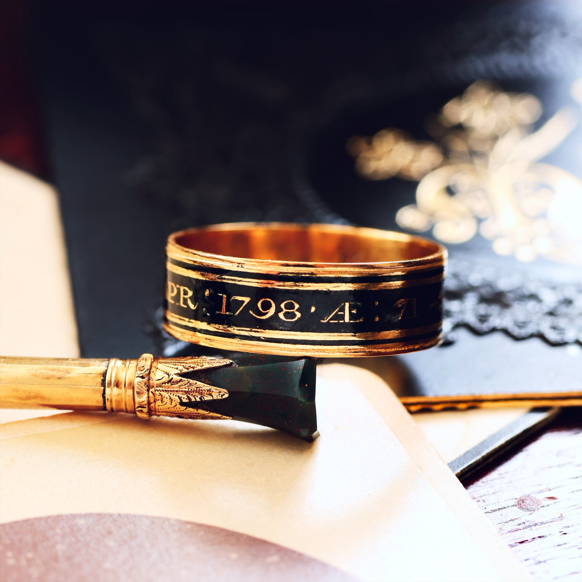 Date 1798 Enamelled Mourning Band Ring