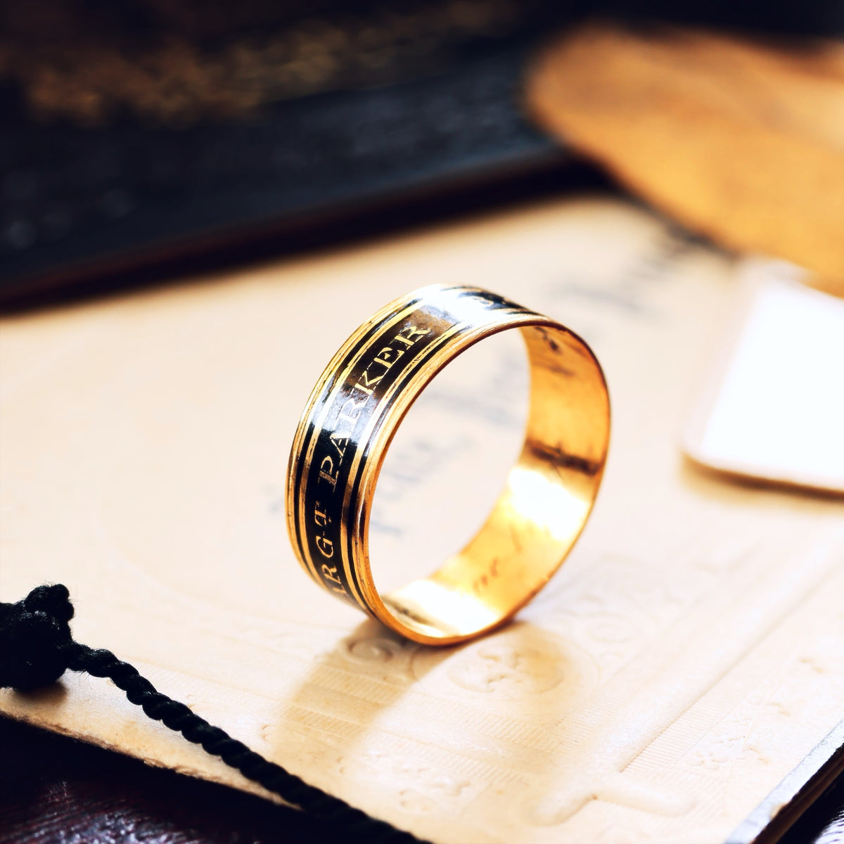 Date 1798 Enamelled Mourning Band Ring