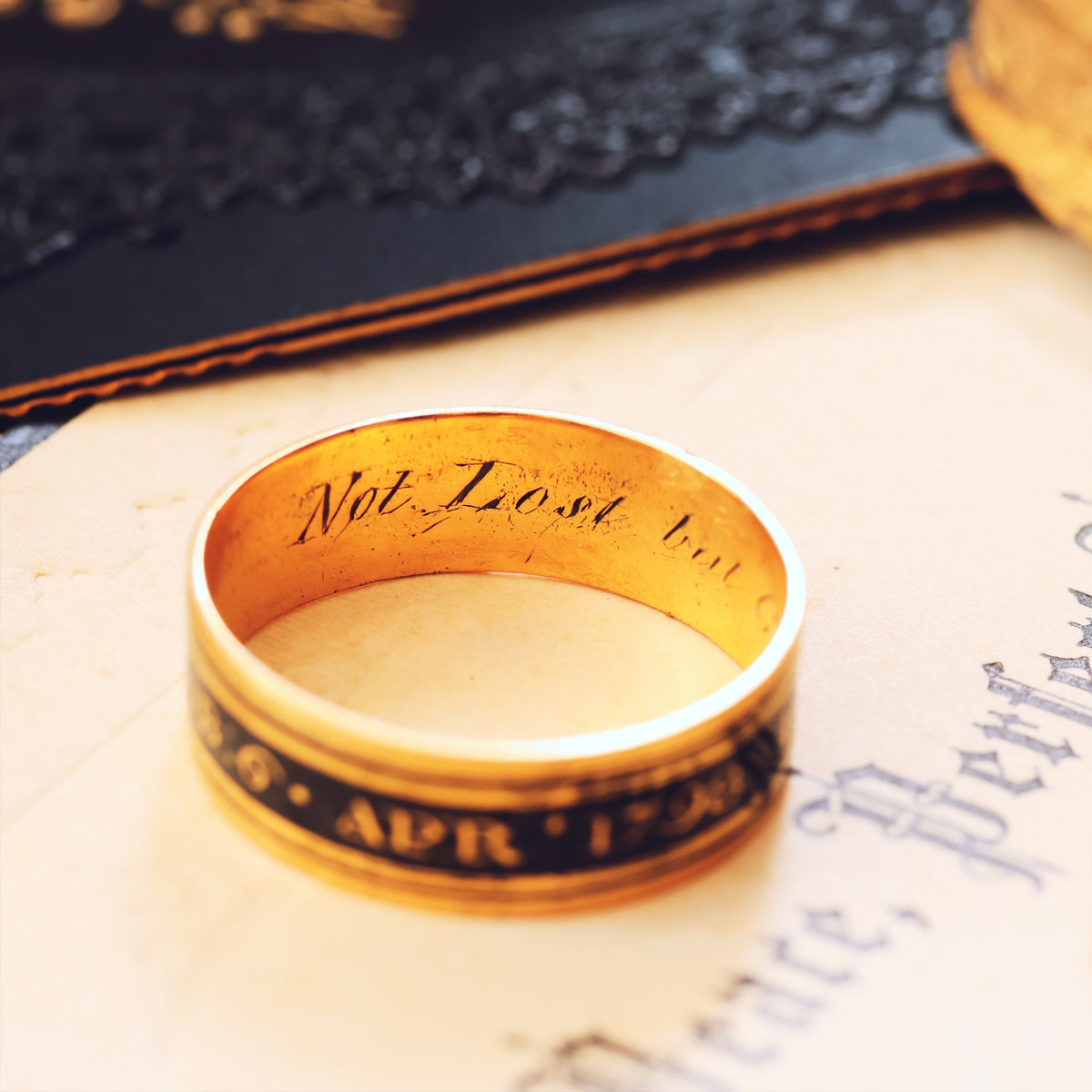 Date 1798 Enamelled Mourning Band Ring