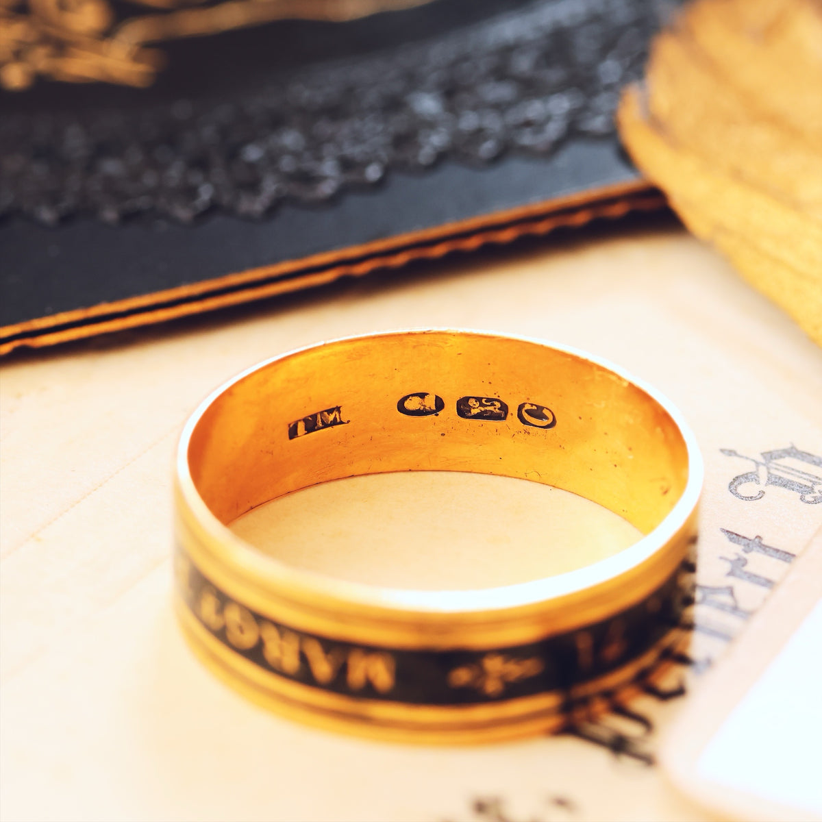 Date 1798 Enamelled Mourning Band Ring