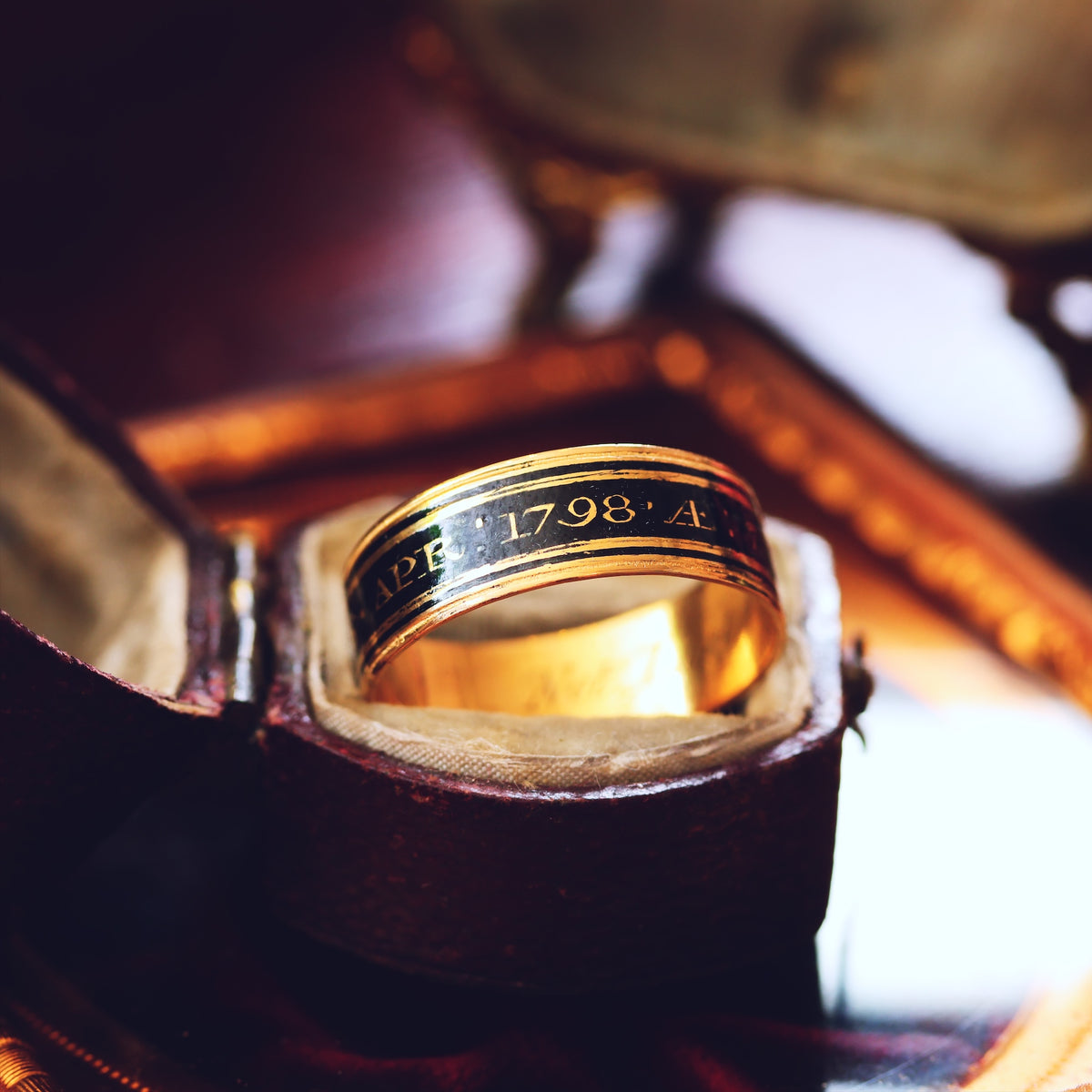 Date 1798 Enamelled Mourning Band Ring