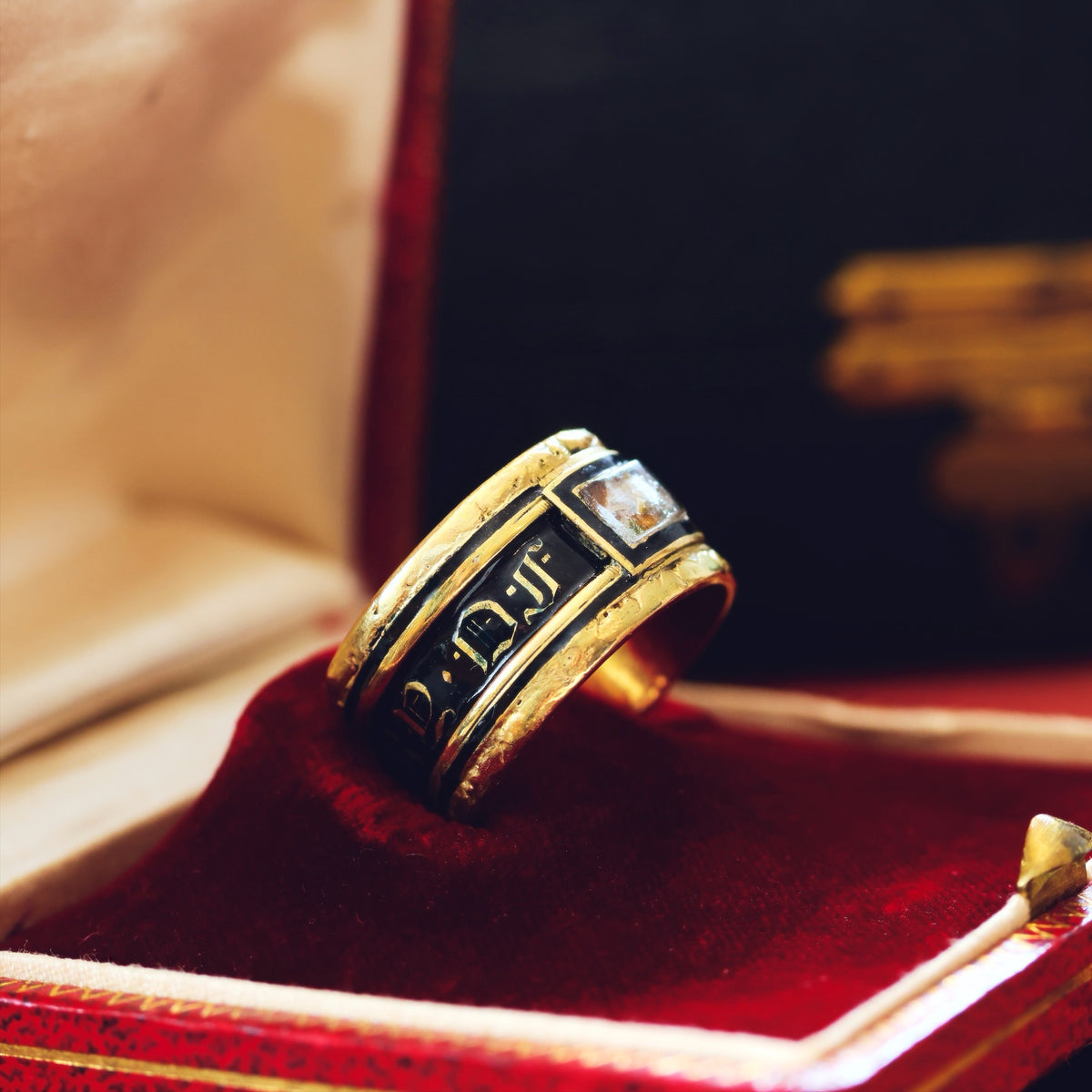 Date 1831 'IN MEMORY OF' Enamelled Mourning Ring