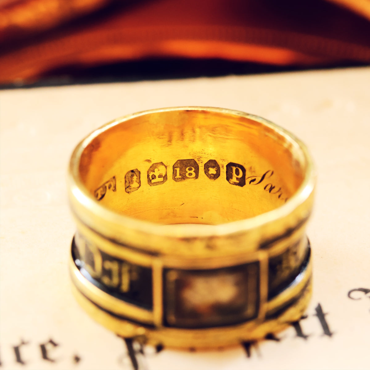 Date 1831 'IN MEMORY OF' Enamelled Mourning Ring