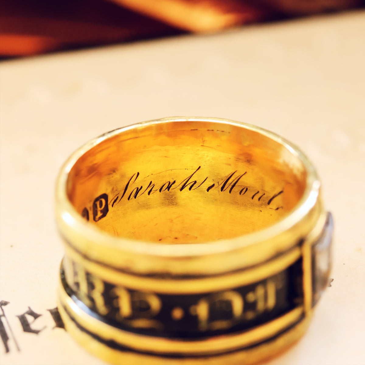 Date 1831 'IN MEMORY OF' Enamelled Mourning Ring