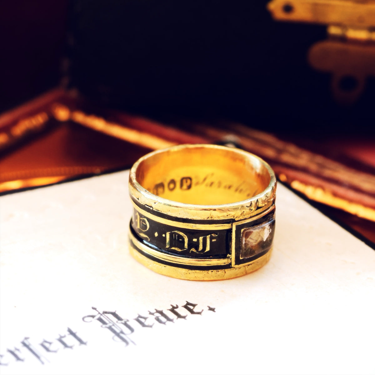 Date 1831 'IN MEMORY OF' Enamelled Mourning Ring