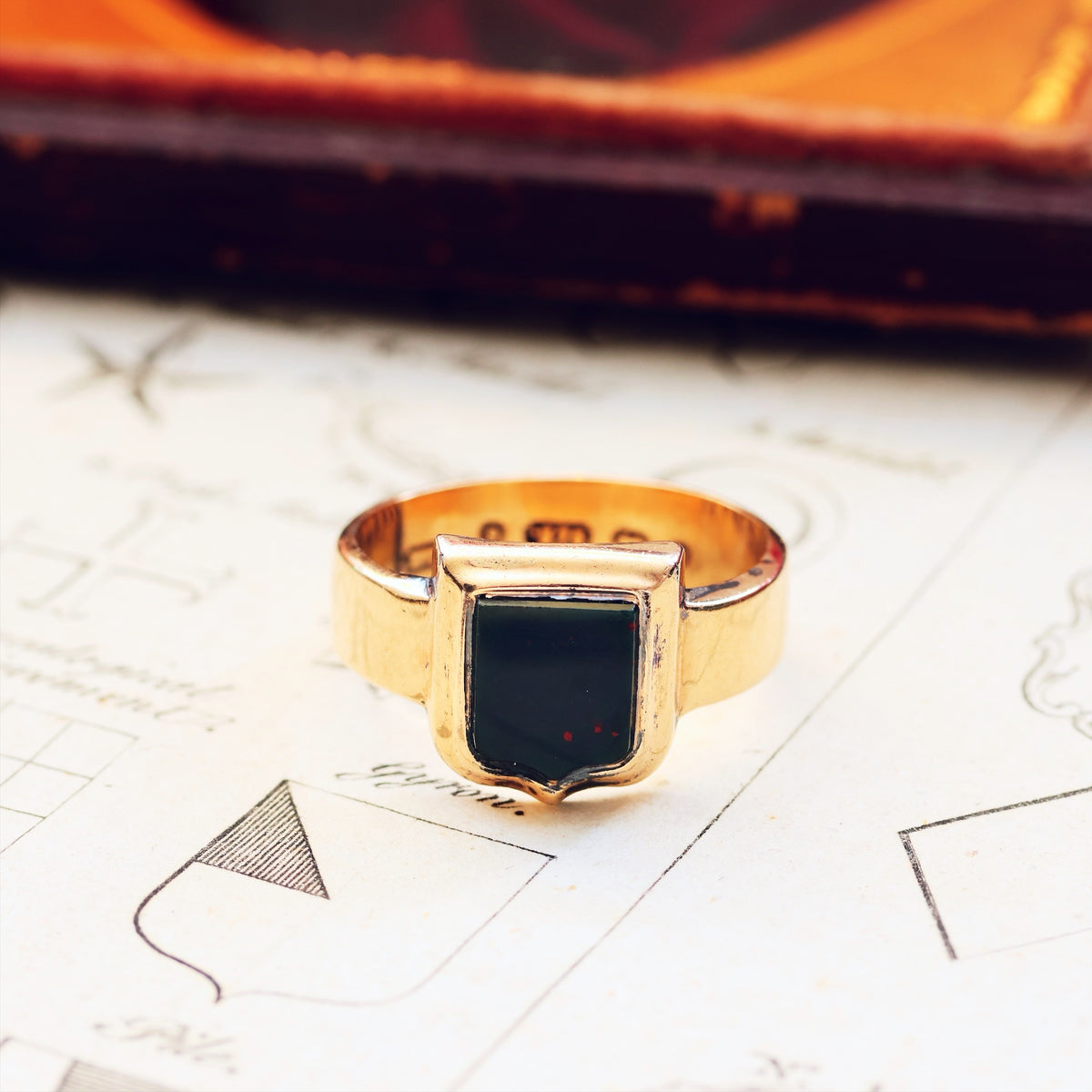 Date 1869 Size Q.5 Bloodstone Signet Ring