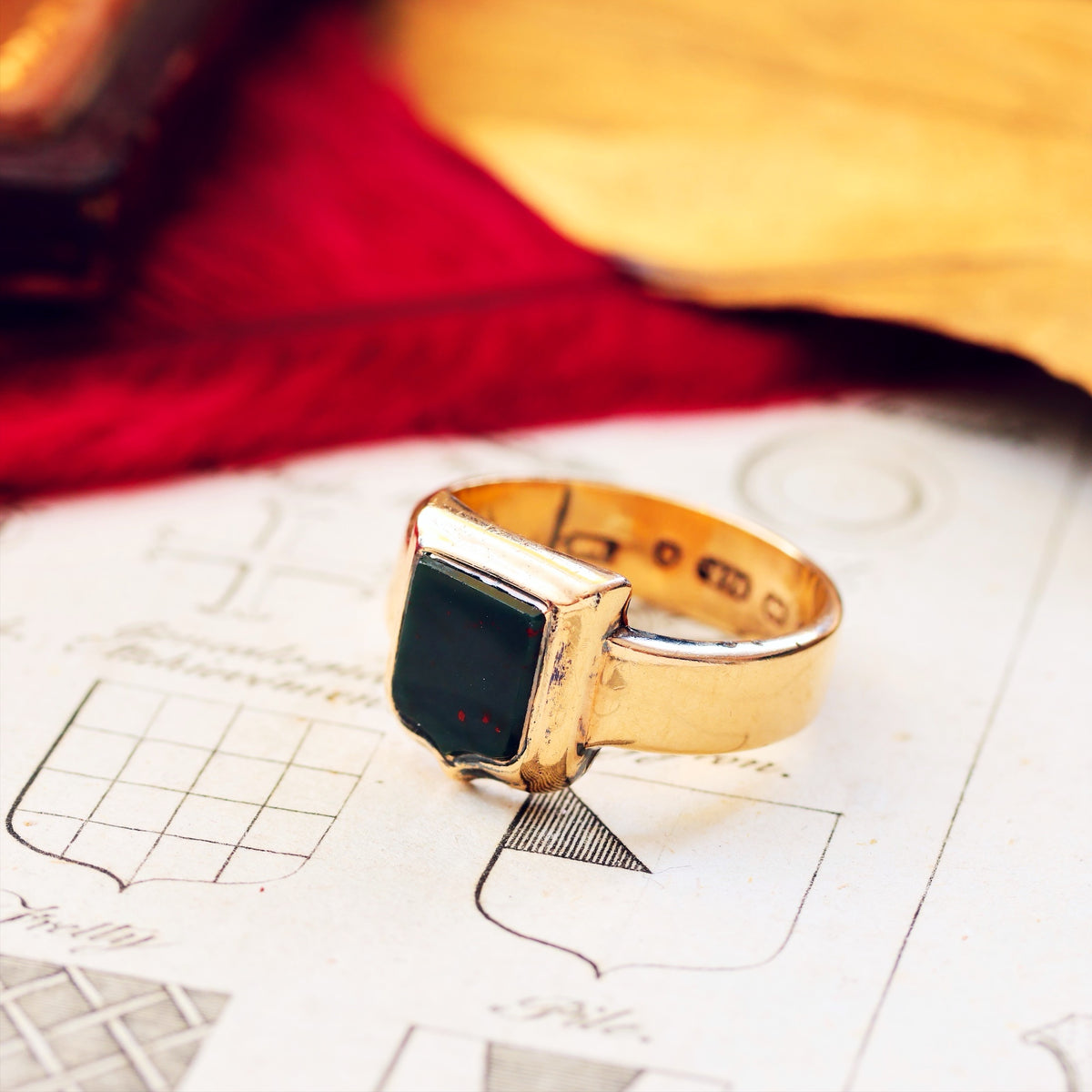Date 1869 Size Q.5 Bloodstone Signet Ring
