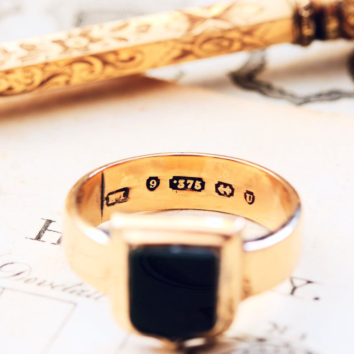 Date 1869 Size Q.5 Bloodstone Signet Ring