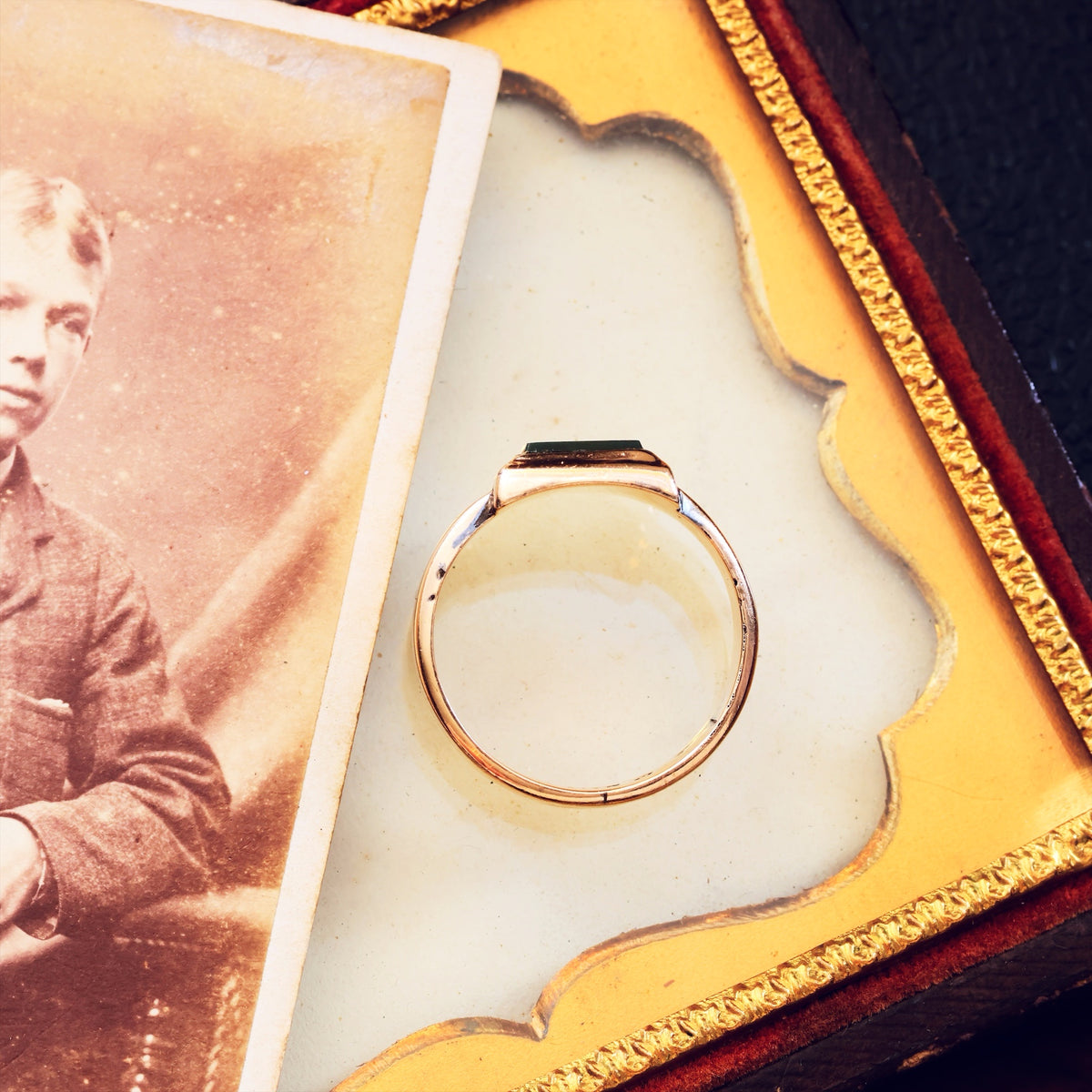 Date 1869 Size Q.5 Bloodstone Signet Ring