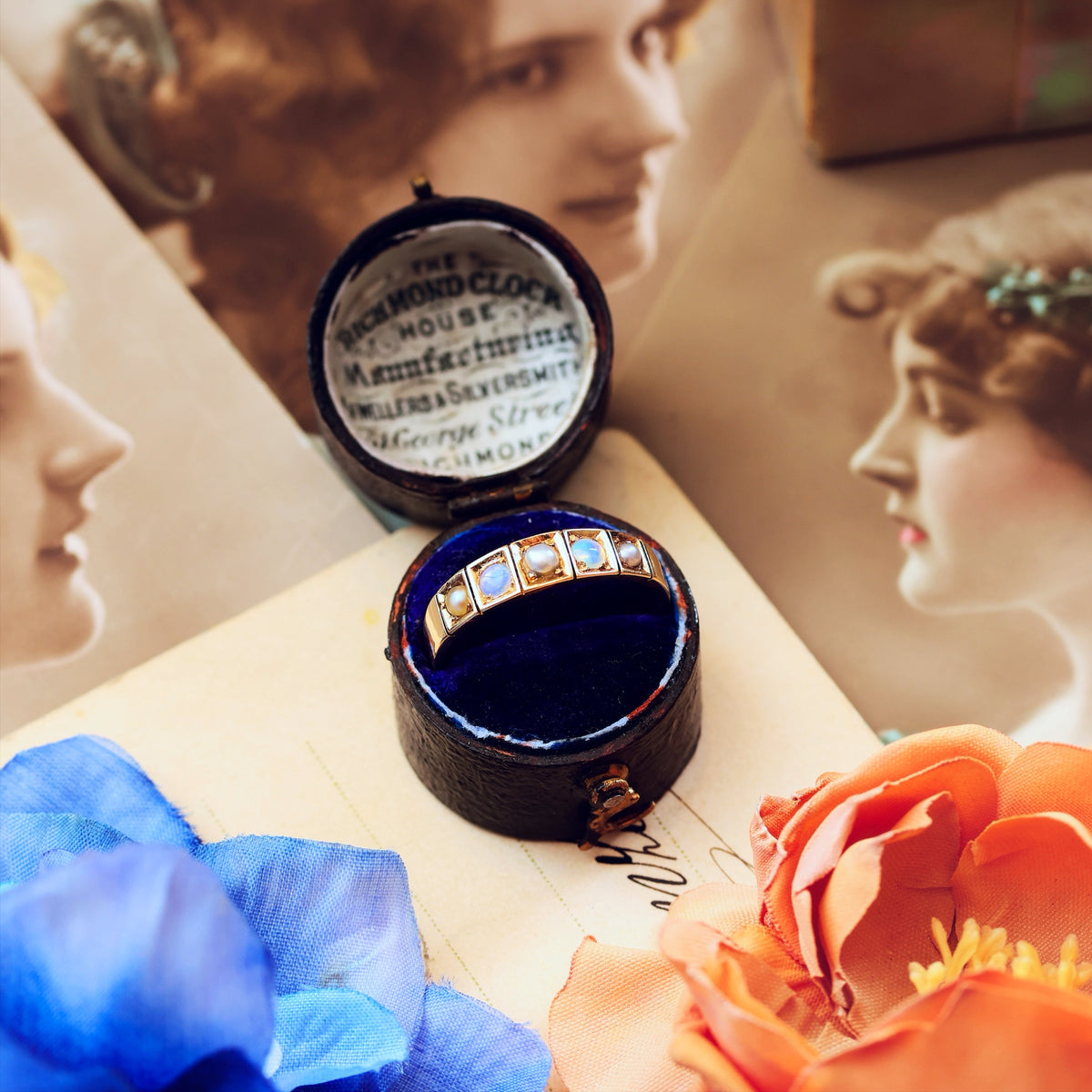 Antique Date 1876 Opal & Pearl Band Ring