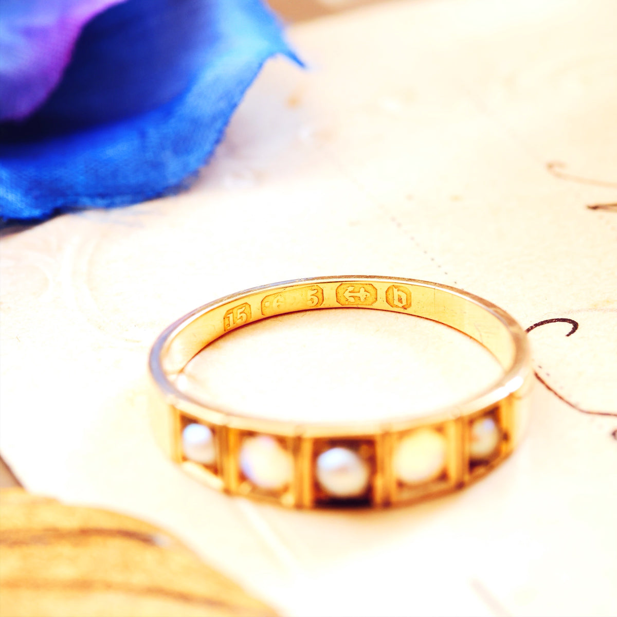 Antique Date 1876 Opal & Pearl Band Ring