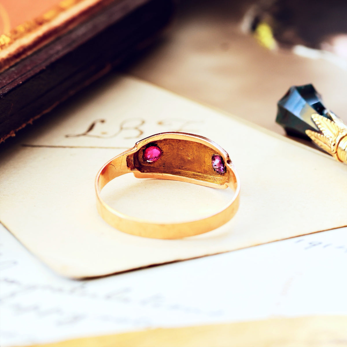 Antique Date 1878 Spinel & Pearl Dress Ring