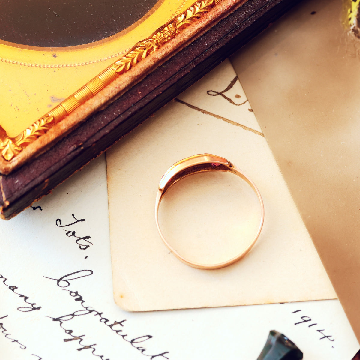Antique Date 1878 Spinel & Pearl Dress Ring
