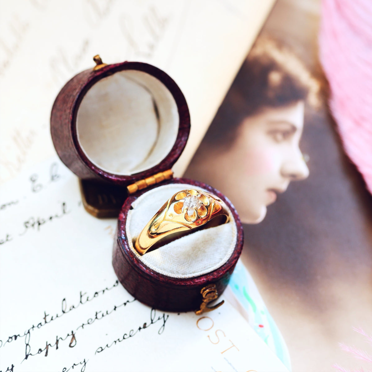 Fond Love! Date 1881 Diamond Engagement Ring
