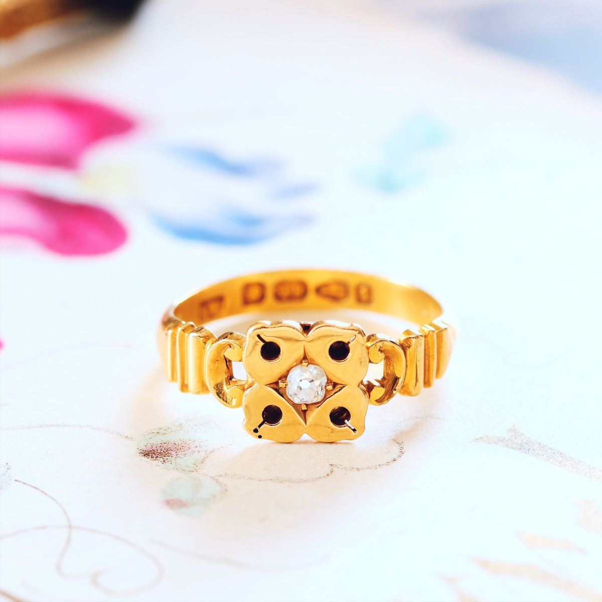 Antique Date 1882 Gothic Revival Diamond Ring