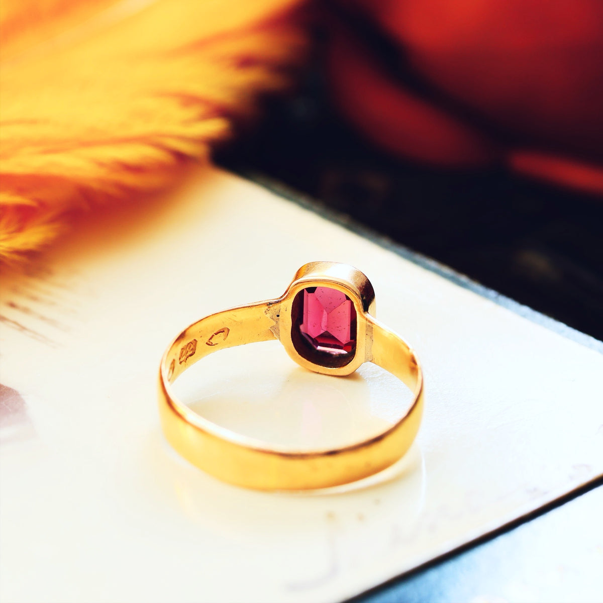 Antique Date 1882 Pink Tourmaline Ring