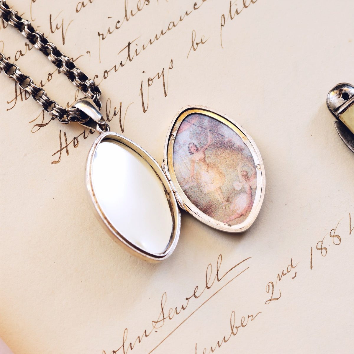 Antique Date 1884 Silver Aesthetic Revival Locket