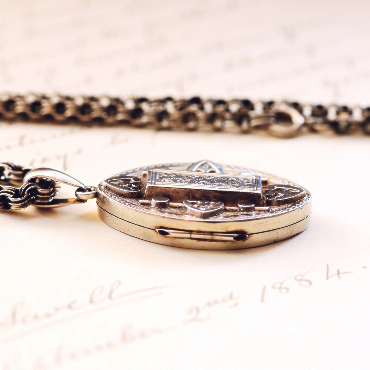 Antique Date 1884 Silver Aesthetic Revival Locket